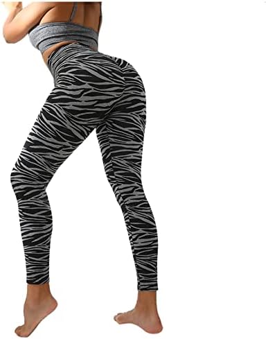 Фитнес со висока половината на леопард, отпечатен за панталони за трчање, хегали за јога, јога глуждови панталони за хеланки со должина на жени