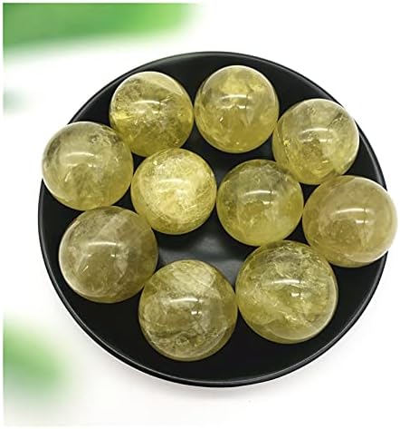 Shitou2231 1pc природен лимон жолт кварц кристален сфера топка полиран заздравување на агтрински кристални топки декор природни камења и минерали