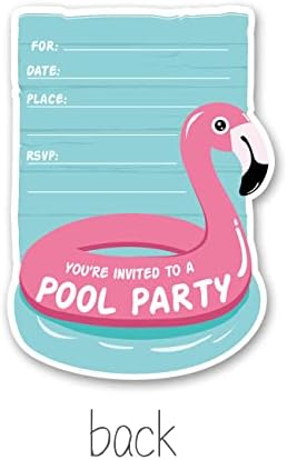 Покани за забава во базен со коверти, 20 поставени базени со базен Фламинго покани роденден за забава за туширање за бебиња, поканува материјали