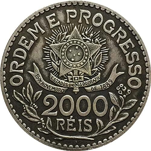1913 година Бразилска монета 2000 Руиско соборени сребрени карпести монети монети занаетчиска колекција комеморативна монета