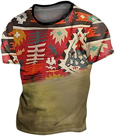 ZHDD војник со кратки ракави за кратки ракави за машка мода улица 3D Aztec Boho Graphic Tee Tops Retro Muscle Casual Tshirt
