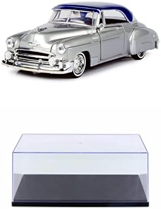 Diecast Car W/Display Case - 1950 Chevy Bel Air Lowrider, Silver - Motor Max 79026WLSV - 1/24 Model Model Diecast Model Car Car Car Car Car