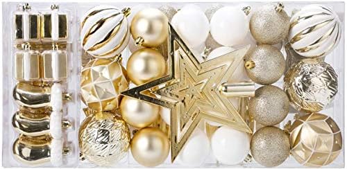 88 парчиња разновидни украси за новогодишни елки, разнишани топки Божиќни сезонски декоративни висечки чамци поставени со еднократно
