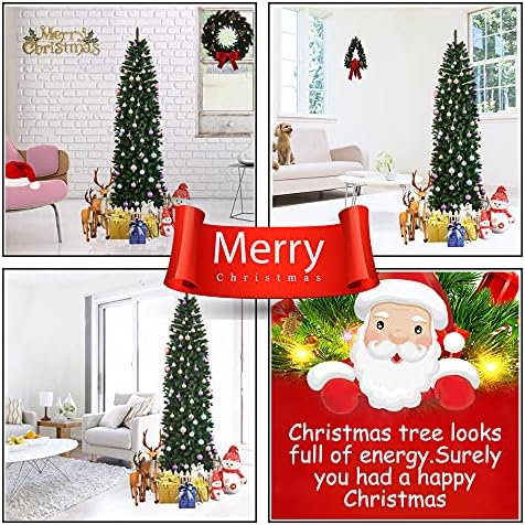 Новогодишна елка на Yimoda 7.5ft, вештачко божиќно молив со железни нозе, зашилена елка за држач за пенкало за дома, канцеларија, забавна декорација