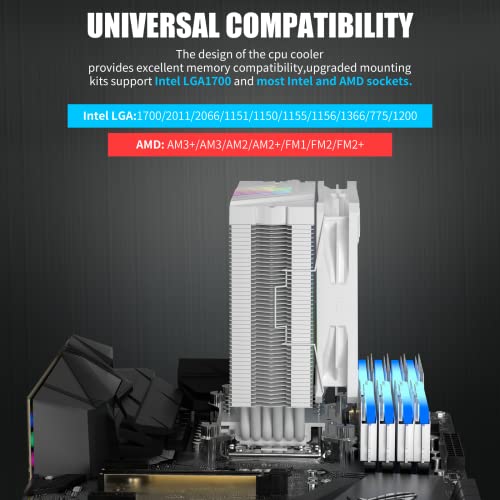 upHere S6C4 Cpu Воздушен Ладилник LGA 1700 Подготвени 6 Топлински Цевки 120mm PWM Процесорски Ладилник СО 5v ARGB Синхронизација Автоматски