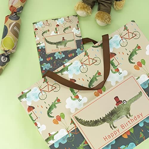 Мајплус 16 Екстра Голема Торба За Роденденски Подарок Со Подарок Картичка И Хартија Од Бело Ткиво-Дизајн На Крокодил