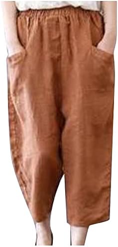 Овермални жени обични директни џебови цврсти широки нозе лабави панталони постелнини долги панталони