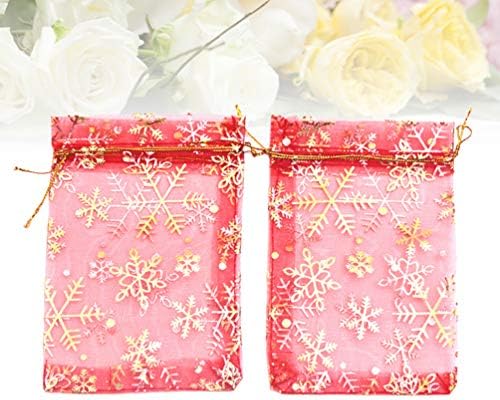Фарута 50 Парчиња Божиќни Торби За Подароци Од Органза Проегирна Снегулка Органза Врвки За Бонбони Накит За Божиќна Забава Свадба