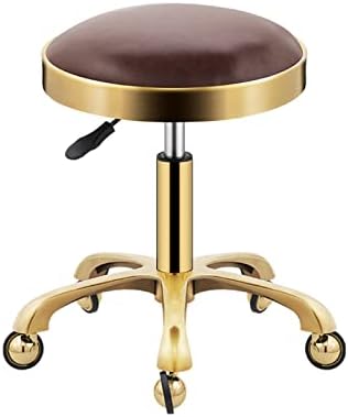 Столчето за масажа на салонот Jhkzudg, столчето за тркалање, хидрауличен лифт за гас, прилагодлив вртливиот стол, за фризерски маникир