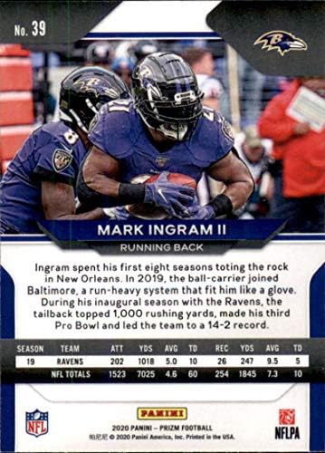 2020 Panini Prizm 39 Mark Ingram II Baltimore Ravens NFL Football Trading Card
