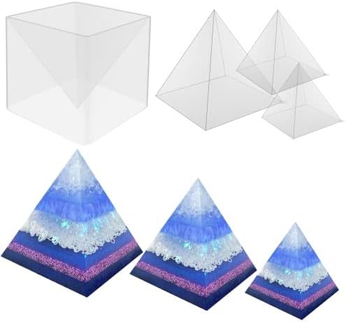 3 Супер Големи Проѕирни Силиконски Пирамидални Калапи за Смола, 3 парчиња 4,7 6 7,5 Внатрешни Пирамидални Силиконски Калапи + 1 парчиња