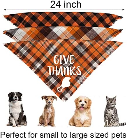 ЈОТФА 3 Пакет Денот На Благодарноста Куче Бандани, Празник Fall Карирани Кученце Кученце Бандана Шамија Костим Со Ресни Работ За Мали Средни