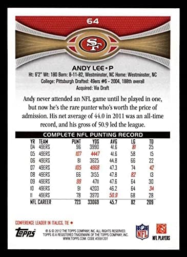 2012 Топпс # 64 Енди Ли Сан Франциско 49ерс НМ/МТ 49ерс Питсбург