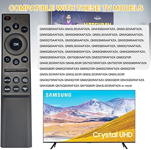 Универзална замена за далечински управувач со гласовен глас за Samsung Smart TV LED QLED 4K 8K UHD HDR, со видео на Netflix Prime Samsung TV Plus
