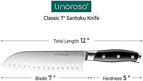 Нож од линорозо Сантоту 7 инчи месо кујна азиски готвач нож, германски високо јаглерод не'рѓосувачки челик сечење нож со целосна