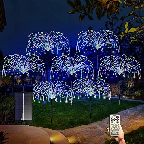 Ytoty 7 пакуваат соларни градинарски светла, огномет светла, соларни светла декоративни, 8 режими на осветлување со далечински 120 LED трепет