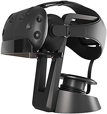 KIT на Skywin VR Essentials за HTC Vive - управување со кабел за VR, контролори на слушалки и кожи за трагач, држач за приказ и организатор,