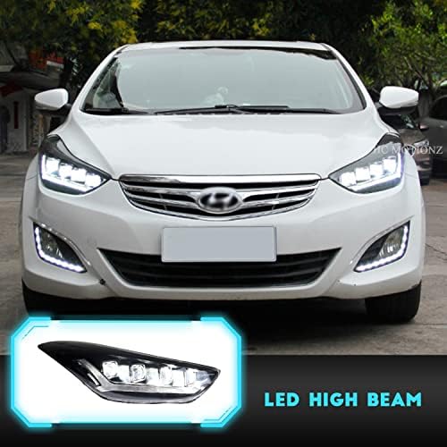 HCMOTIONZ HCmotion LED Фарови За Hyundai Elantra 2011-2015 4 LED Зрак Стартување Анимација