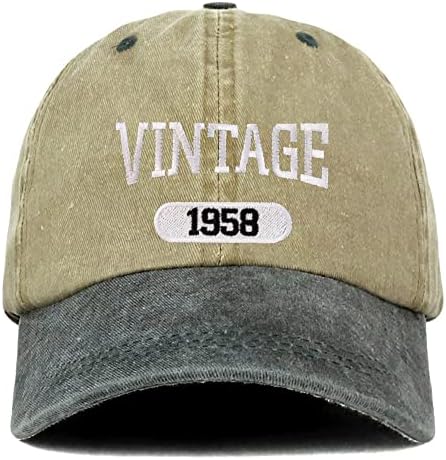 Трендовски продавница за облека Гроздобер 1958 година извезена 65 -ти роденден мека круна измиена памучна капа