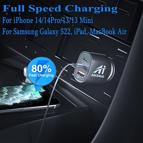 USB C Car Charger, 60W 3 Port Fast iPhone Car Carger, Dual PD 30W & QC 30W & PPS 33W, тип Ц супер брз адаптер за автомобили, Брзо полнење