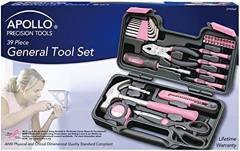 Cswonder 39-парчиња розова општа алатка поставена со алатка кутија за складирање розова лента