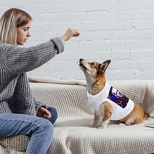 Tankо Бајден поп уметност резервоар за кучиња - шарена маица за кучиња - печатена облека за кучиња - бела, м