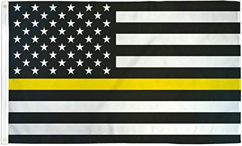 Американски суперoreвезда на големо со тенка жолта линија знаме 3x5 жолта линија куќа за поддршка на знамето на камиони 100D