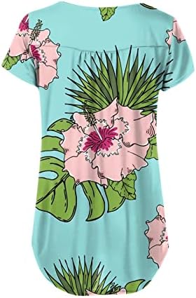 Плус големина летни врвови трендовски женски врвови скријте ја стомакот туника 2023 летни кратки ракави маички облечени обични блузи