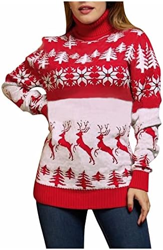 Женски Божиќни џемпери мода малку пингвин лабав џемпер со долг ракав пулвер за мажи
