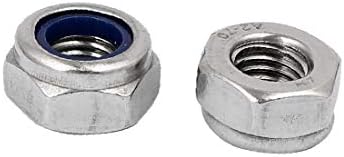 X-Gree M10 x 1,5 mm 304 не'рѓосувачки челик најлон вметнете хексадецимално заклучување на заклучување на орев 50 парчиња (M10 x 1,5