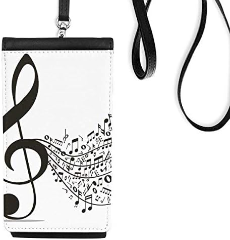 Флапг музички белешки Treble Clef Телефон паричник чанта паметен телефон виси кожена црна црна боја