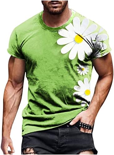 Машки графички маици цвеќиња симпатични модни кошули обични екипаж вратот маичка лето краток ракав меки удобни врвови