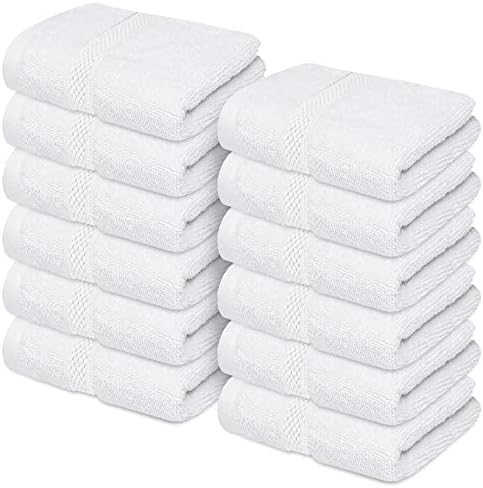 Премиум Бели бањи крпи за возрасни-2 пакувања дополнителни големи крпи за бања 35х70- мек памук + сет на мијалници-пакет од 12, 13х13 инчи крпи за миење на памук за крпи од ?