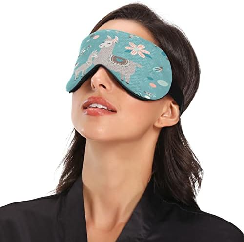 Xigua Floral & Llama Sleepe Eyes Mask со прилагодлива лента, дише затемнување удобно спиење за очи за мажи и жени202