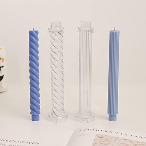 2 пакувања пластични столбови калапи за спирална свеќа Висока транспарентност Сјајна мувла пластична сапуница облик на облик