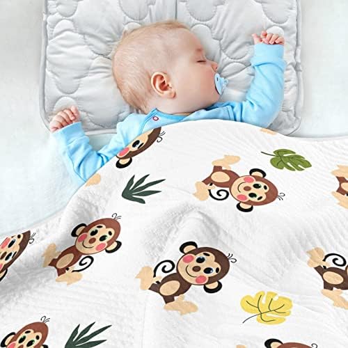 Swaddle Clabte Смешно мајмун памучно ќебе за новороденчиња, примање ќебе, лесен меко залепено ќебе за креветчето, шетач, ќебиња за расадници,