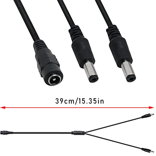 DC Y Splitter Cable Luorng 4PCS 1 машки до двојно женско 5,5 mm x 2,1 mm DC Адаптер за продолжување на напојувањето за камери за надзор