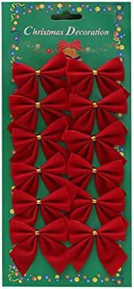 Mifyiar Божиќна декорација Bowknot е новогодишно украсување украс за украсување симпатична шарена полиестер Божиќ 12 пакувања лакови за