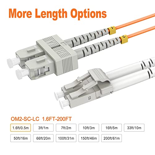 Rambocables 0,5M SC LC OM2 кабли со влакна од влакна MMF мултимод, опции 0,5M ~ 153m, SC до LC влакна Оптички лепенки дуплекс, 50/125μM