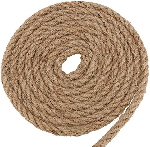 Funsuei 3/8 инчи x 164 стапки природно јута јаже, јута јаже за занаети, густо јаже од коноп за занаетчиски проекти, градинарство, затворено