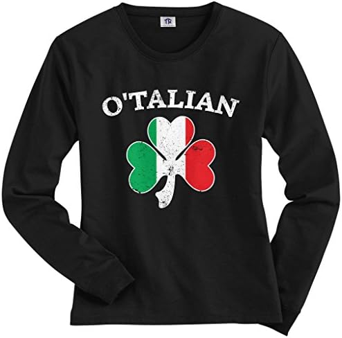 The Threadrock Women'sенски оталијански италијански ирски шамрок маица со долг ракав