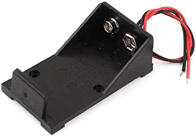 Х - DREE Црна Пластични Батерии Држач Случај за 1 x 9V Батерија w Жица Води (Caja de baterias de plastico negro para 1 x батерија де