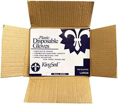 Kingeseal врежани поли -ракавици за храна, без прашок, брза промена, голема големина, диспензерот за кутии - 10 кутии од 100