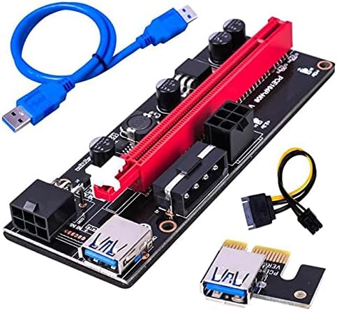 Конектори PCI -E PCIE Riser 009 Express 1x To16x Extender PCI E USB Riser 009S GPU Dual Adapter картичка 60см SATA 15PIN до 6pin за рудар за BTC
