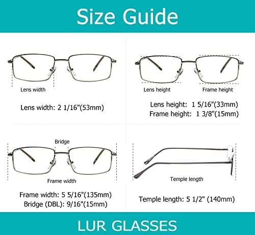 Лур 3 пакува очила за читање метал + 3 пакувања полу-матни очила за читање
