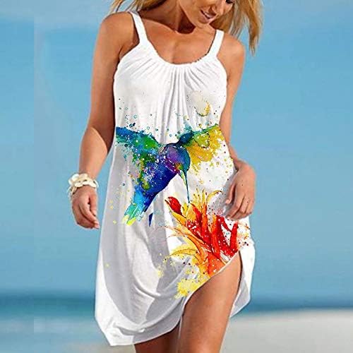 Балаки летни фустани за жени обична плажа Сандерс сончогледна сончоглед Боемска фустан лабав резервоар фустан