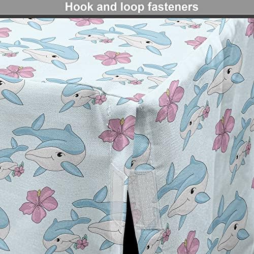 Зачудувачки делфин тема за кучиња гајба за кучиња, океански цвеќиња и весели риби силуети пастелно обоен дизајн, лесен за употреба на покривка