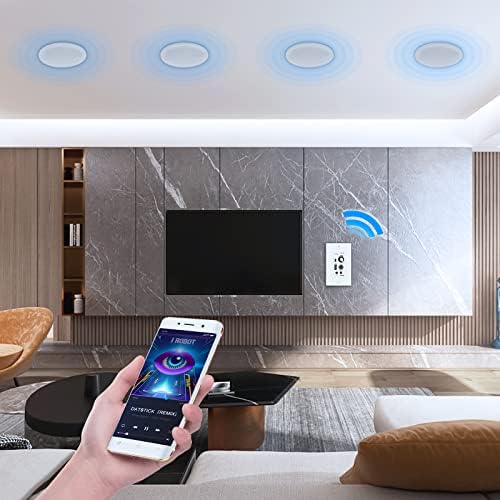 Хердио 6.5 Bluetooth Во Ѕид Во Таванот Звучници 600W 2-Начин Рамна Монтажа Звучници Систем Со Ѕид Засилувач Приемник За Домашно Кино Канцеларија Бања