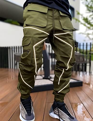 Ambcol Mens Cargo Pants хип хоп Техника, харем пантолона џогер улична облека тактички панталони панталони