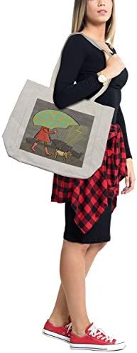 Чада за купување на чадор Амбесон, толкување на една дама која оди со куче под дождливо време, еколошка торба за еднократна употреба за плажа